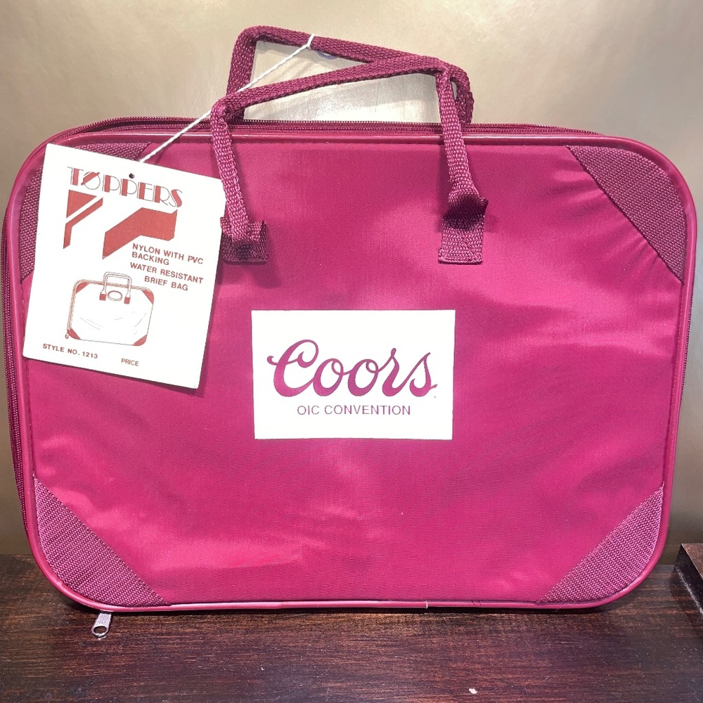 NWT Vintage Toppers Coors Beer OIC Convention Nylon Brief Bag Water‎ Resistant